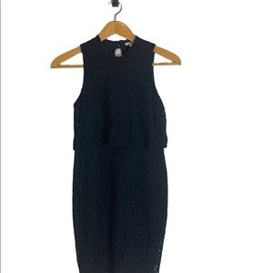 𝅺bar 111 Womens black lace sheer Sleeveless Fitted dress size medium